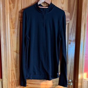 Omni Wool Black Long Sleeve Quarter Zip